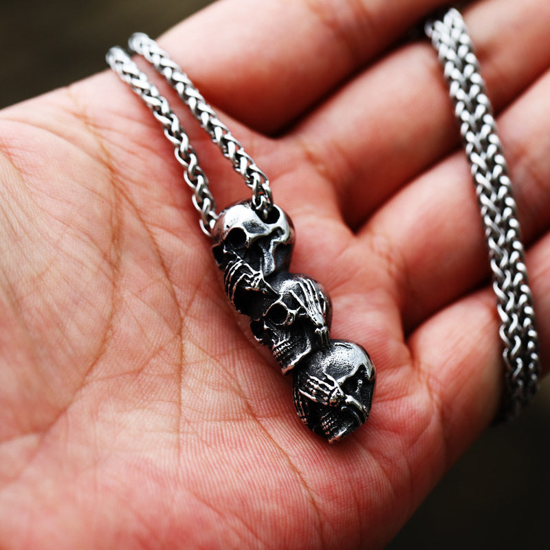 New Stainless Steel Casting Black Skull Pendant