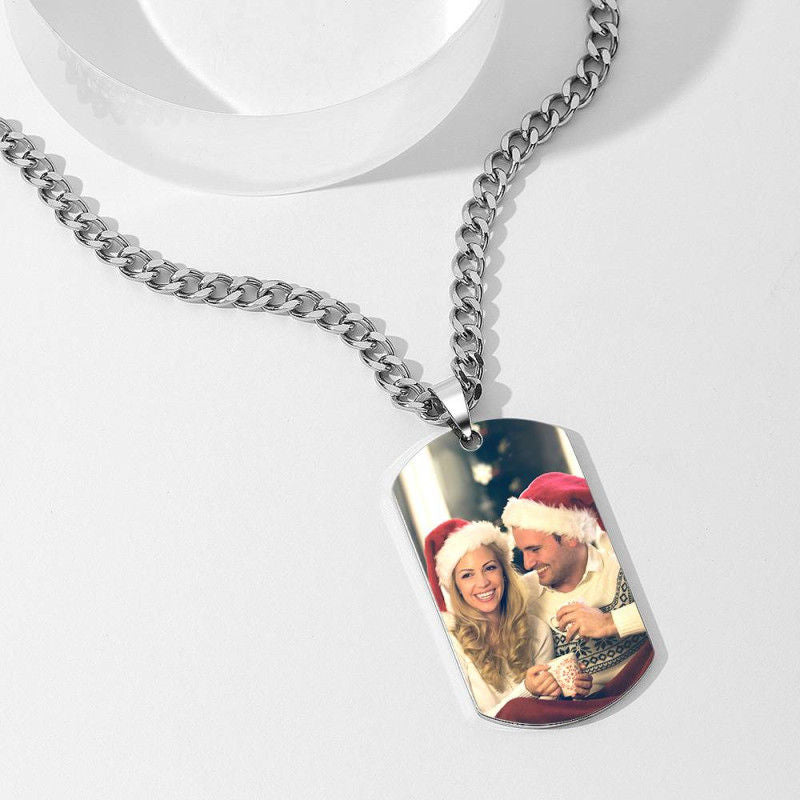 Personalized necklace with stainless-steel text color image carving photo carving pendant