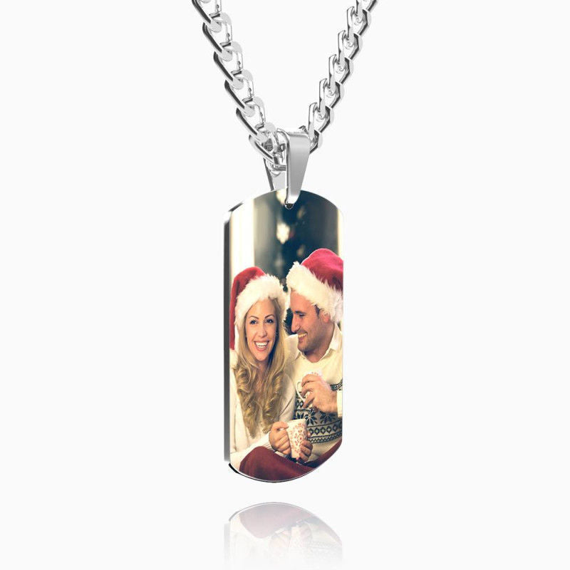 Personalized necklace with stainless-steel text color image carving photo carving pendant