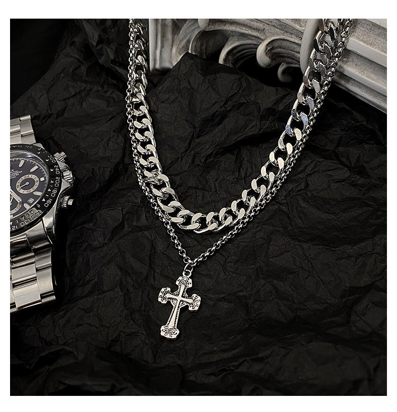 Retro Cross Titanium Steel Necklaces For Men And Women