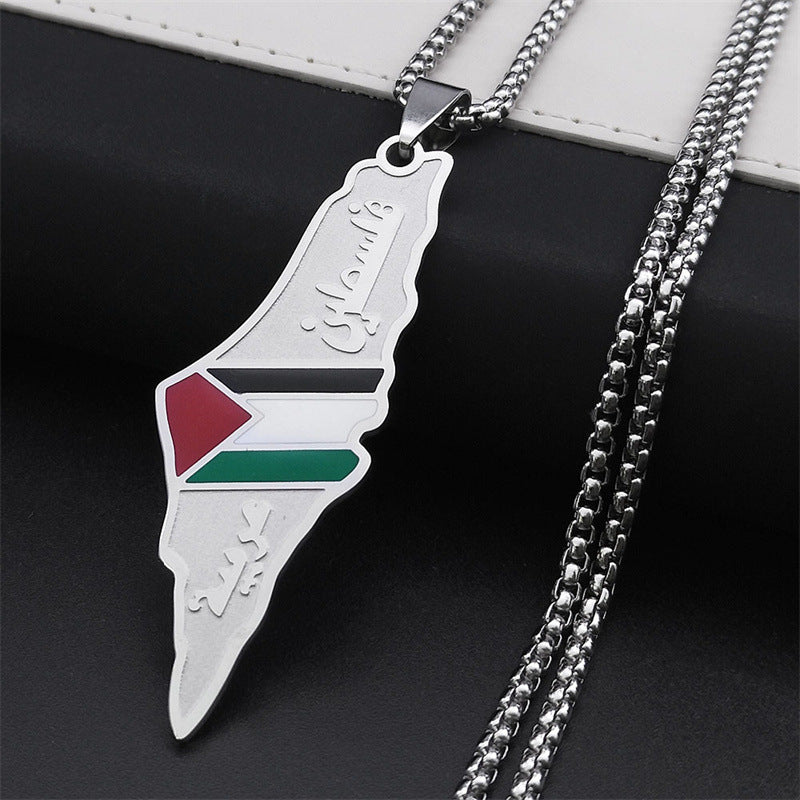 Palestine Israel Map Pendant Necklaces For Men Women Stainless Steel Gold Color Palestinians Ethnic Map Jewelry Gifts