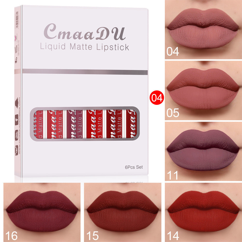 6 Boxes di rossetto opaco antiaderente impermeabile a lunga tenuta