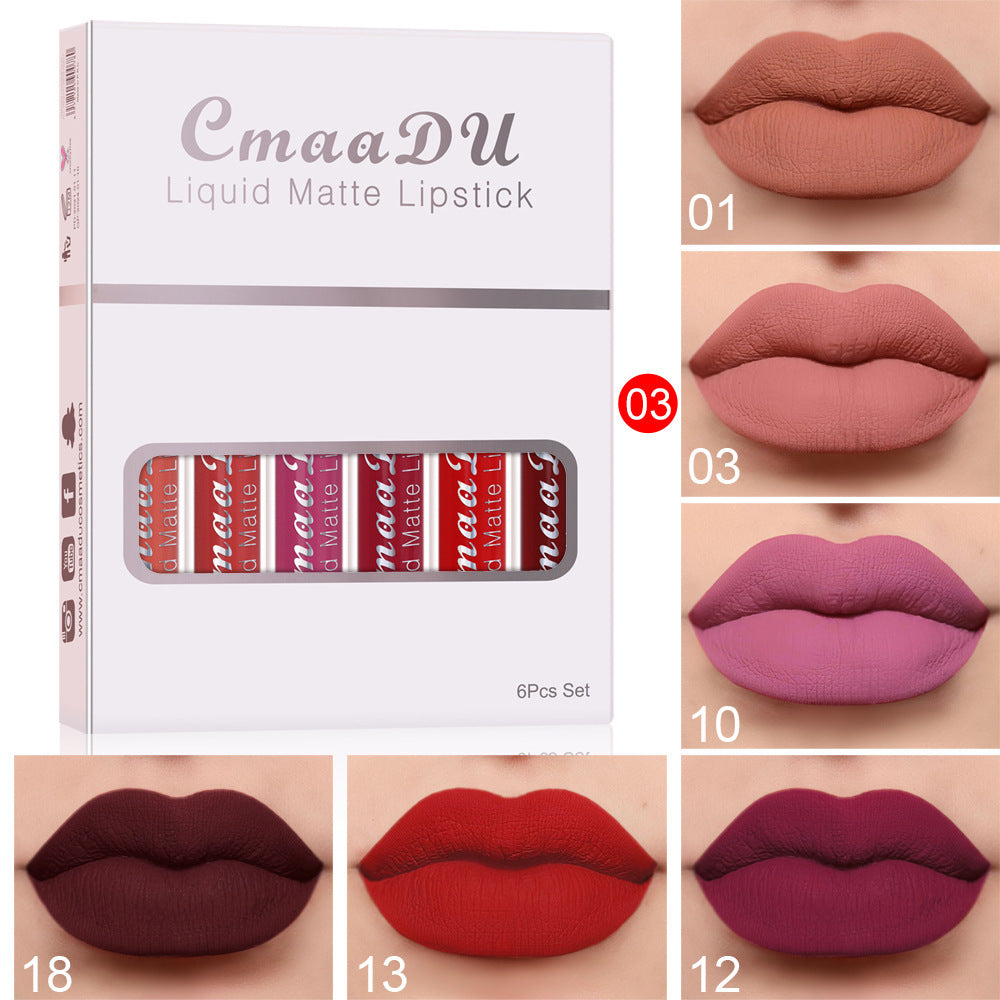 6 Boxes di rossetto opaco antiaderente impermeabile a lunga tenuta