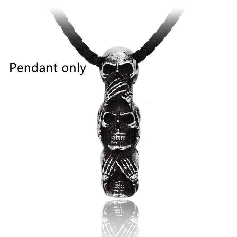 New Stainless Steel Casting Black Skull Pendant