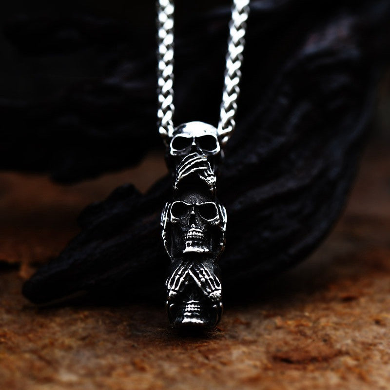 New Stainless Steel Casting Black Skull Pendant