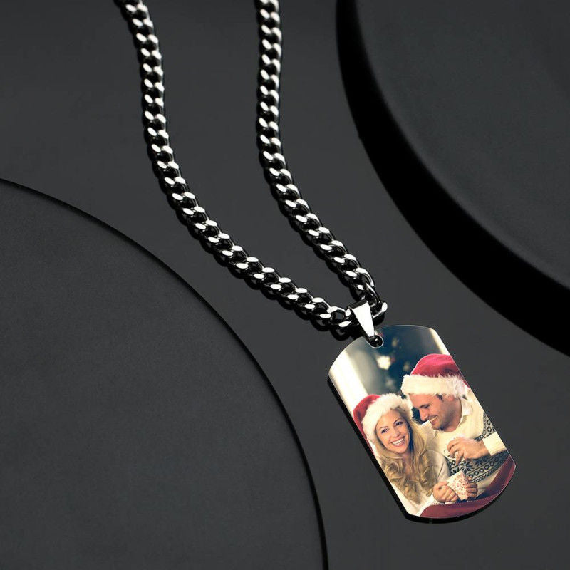 Personalized necklace with stainless-steel text color image carving photo carving pendant