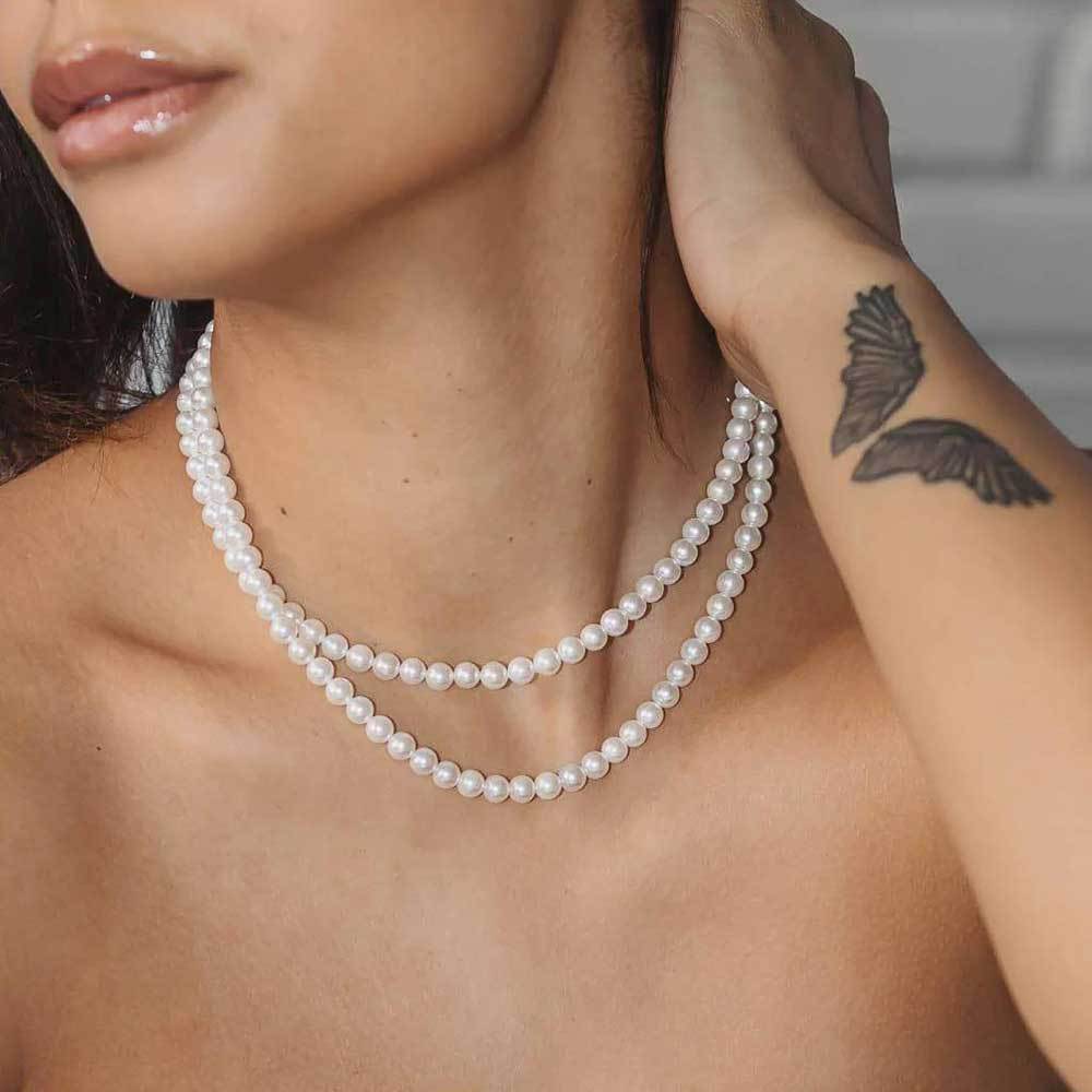 Simple High-grade Personalized Hip Hop Jewelry Pearl Necklace Ornament Women