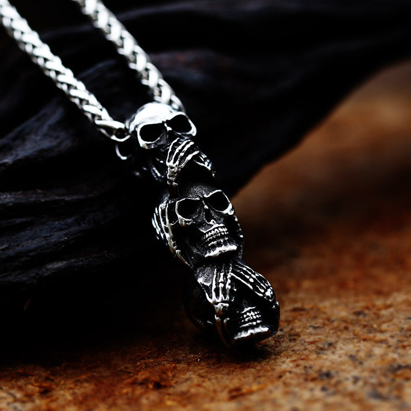 New Stainless Steel Casting Black Skull Pendant