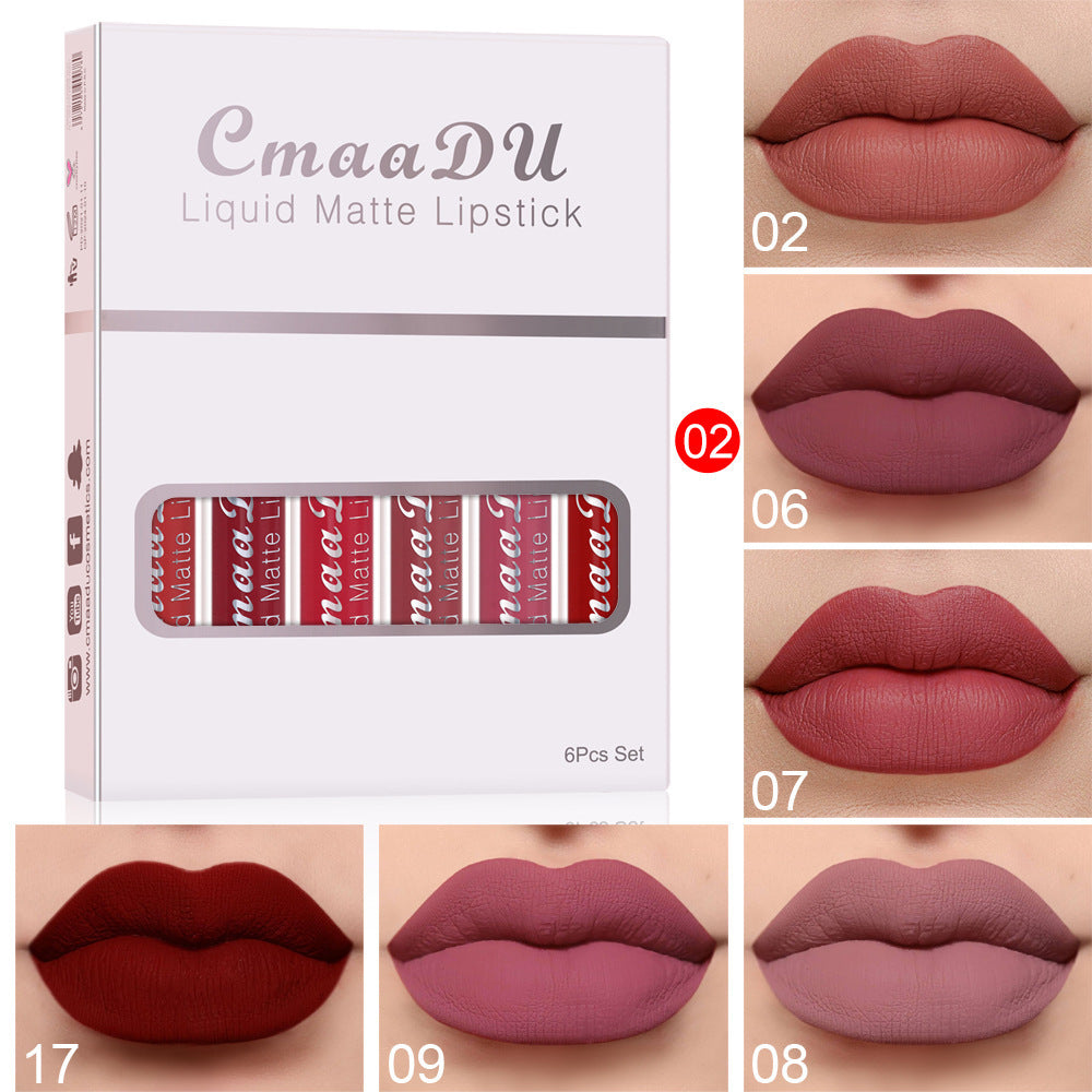 6 Boxes di rossetto opaco antiaderente impermeabile a lunga tenuta