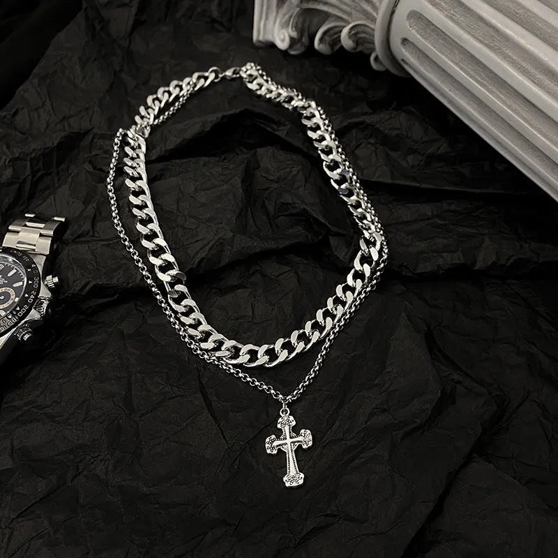 Retro Cross Titanium Steel Necklaces For Men And Women