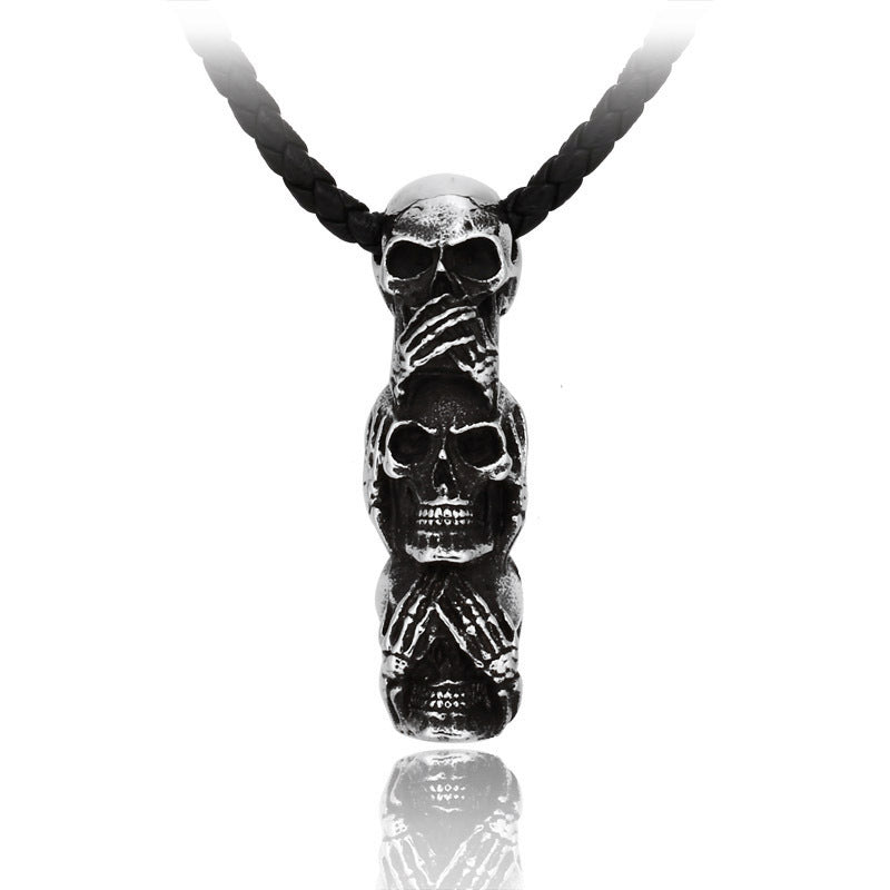 New Stainless Steel Casting Black Skull Pendant